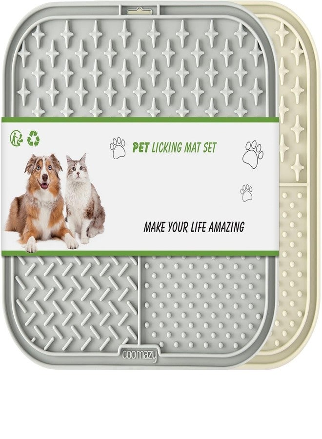 Minitul Lick Mats for Dogs & Cats - 2 Pack Licking Pad with Suction Cups for Dog Anxiety Relief, Slow Feeder Dog Bowls, Perfect for Bathing Grooming and Training (Green/Blue + Spatula & Brush) - Image 1